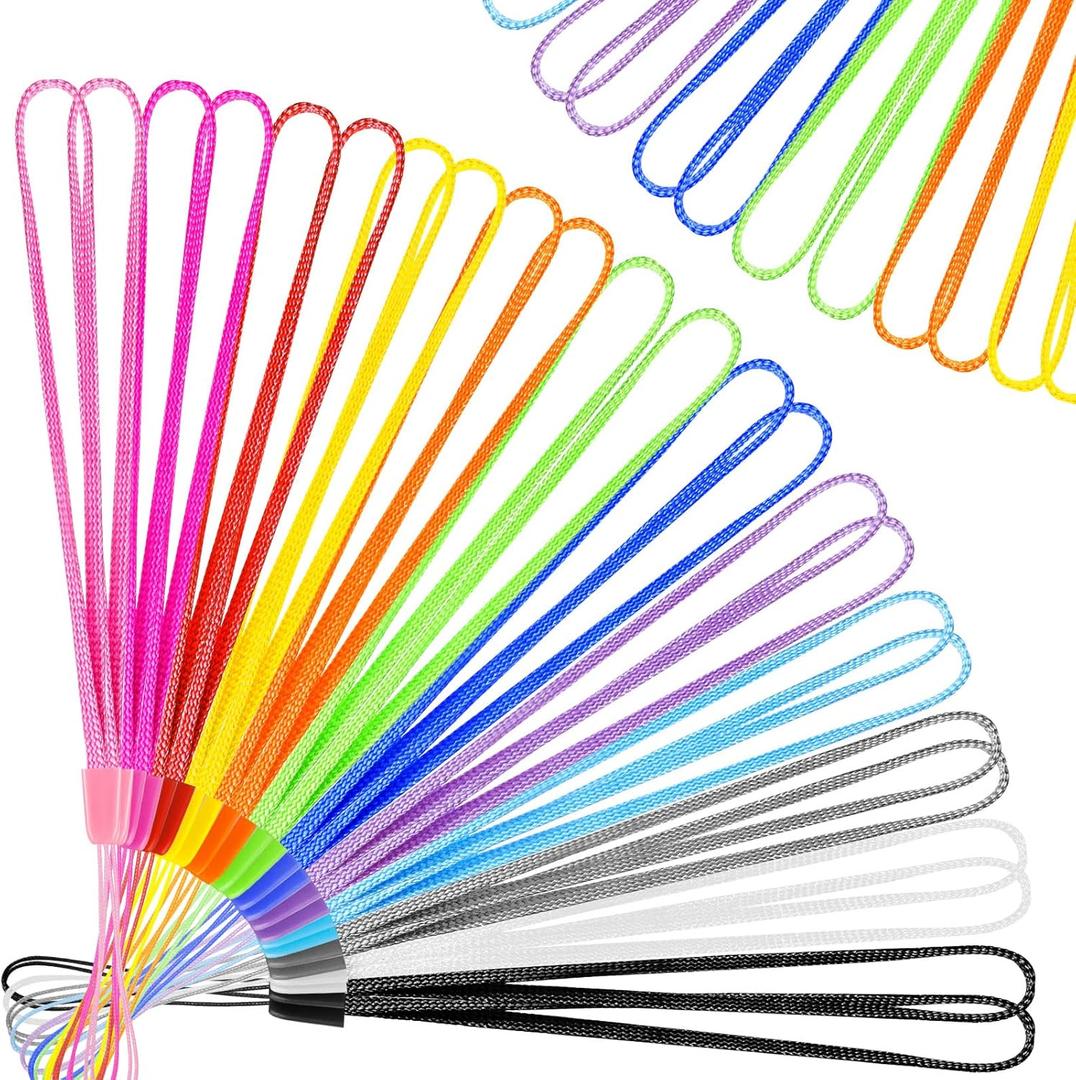 Shappy 100 Pcs Hand Wrist Strap Lanyard 7inch Nylon Christmas String for USB Flash Drive Cell Phone Keychain ID Badge Holder(Multicolor)