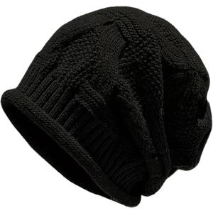 Women Slouchy Beanie Skull Cap Fall Winter Spring Thin Knit Lightweight Single Layer Beanie Hat Medium (Black)