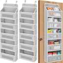 JARLINK 2 Pack Over The Door Organizer, 5 Shelf Door Hanging Organizer with 5 Large Pockets, 44 lbs Weight Capacity Hanging Storage for Bathroom, Bedroom, Nursery, RV, Pantry (Light Grey)