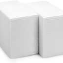 BloominGoods Disposable Bathroom Paper Napkins | 300-Pack 8" x 17" Single-Use Linen-Feel Guest Towels, Made In USA | Cloth-Like Hand Tissue Paper, White (MEDIUM SIZE - Pack of 300)