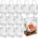 18 Pack Clear Gift Bags with Handles, 10" x 9.5" x 3.5" Reusable Transparent Party Favor Bags PVC Small Goodie Bags for Weddings, Birthdays, Baby Shower, Easter Treat Bags