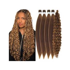 Ash Honey Brown Braiding Hair Pre stretched Hypoallergenic ez braid Pre stretched Braiding Hair Extensions for Knotless Braids Synthetic Crochet Braids, 2
