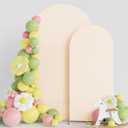 Asee'm Wedding Arch Cover Fitted Spandex Covers (7.2FT, 6FT) 2-Sided Round Top Chiara Backdrop Stand Cover Set of 2 for Party Birthday Banquet Decoration Beige