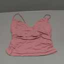 Women's Sexy Deep V Neck Ruched Sleeveless Crop Tank Top Stretchy Spaghetti Straps Slim Fitted Tops (Pink)