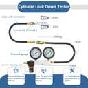 Cylinder Leak Down Tester Kit Compression Leakdown Detector Leakage Test Set for Gasoline Engine Leak Detection Tester Kit Dual Pressure Gauges
