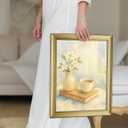 HLiWEGNS Brushed Gold 18x24 Frame Poster Frame with Brushed Gold Finish Picture Frame for 18 x 24 Artwork, Canvas Prints, Puzzles, and Wall Decor