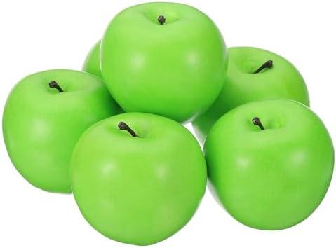 PATIKIL 5 Pcs Artificial Apples, Foam Simulation Fake Green Apple Lifelike Realistic Faux Fake Fruit Model for Home Kitchen Party Decoration, Photography Props