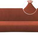 H.VERSAILTEX Armless Futon Cover Stretch Sofa Bed Slipcover Protector Elastic Feature Rich Textured High Spandex Small Checks Jacquard Fabric Futon Cover, Machine Washable, Rust, 50"D x 85"W x 50"H