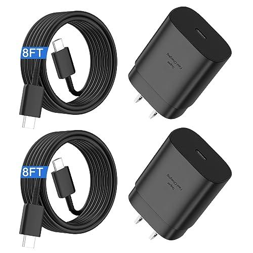 Super Fast Charger Type C,25W USB C Fast Wall Charger Block & 8FT Super Long Fast Charging Cable Cord for Samsung Galaxy S25/S25 Ultra/S25+/S24/S24 Ultra/S23/S22/S22 Ultra/S22+/S21/Plus/S20/Note 20