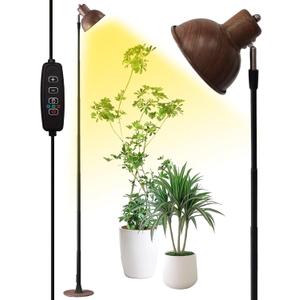 Yadoker Plant Grow Light for Indoor Plant, Walnut Wood Grain LED Grow Light,Elevating Plant Lamp,Height Adjustable,Automatic Timer with 8/12/18Hours,10-Level Brightness,Ideal for Large Plant Grow