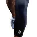 Vital Salveo -Germanium Recovery Compression Sports Full Leg Sleeve Length Thigh Calf Long Knee Sleeve with UV protection Support Single Tight. For Basketball, Arthritis Men and Women (1 PC)-Large (Black)