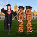 38 Inch Extra Large 2026 Graduation Yard Sign Orange Graduation Decorations Class of 2026 Waterproof Congrats Grad Garden Lawn Decor with Stakes for College School Grad Ceremony Party, 39 x 12 inches