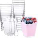 SHOPDAY 5 oz Plastic Dessert Cups with Lids 100 Pack Small Clear Square Parfait Cups with Spoons, Mini Plastic Tumbler Serving Cups for Tasting Party Appetizers Mousse Yogurt