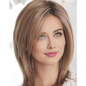 RENERSHOW Ombre Blonde Highlights Bob Short Wigs for White Women Mixed Brown Synthetic Wig Strawberry Blonde Medium Length Wigs Straight Bob