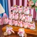 Threlaco 20 Pcs Bow Baby Shower Favors Party Candle Lavender Scented Glass Mason Jar Wax Candle Bulk for Guests Girl Boy Gender Reveal Party Gifts(Pink)