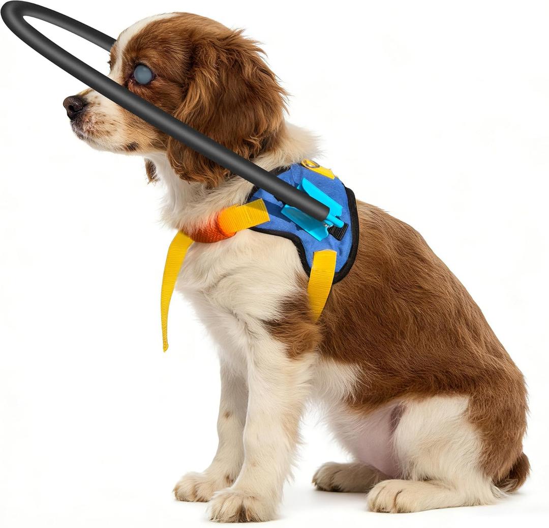 Blind Dog Harness with Halo,Adjustable Guide & Confidence Building Vest, Anti-Collision Safety Device,Protective Collar for Confidence and Safety (12-16In)