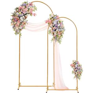 Wedding Arch Backdrop Stand Set of 2, Gold Metal Arch Backdrop Stand 7.2FT & 6FT Arched Backdrop Frame for Wedding Ceremony, Party, Baby Shower Decoration, Graduation Ceremony Decoration