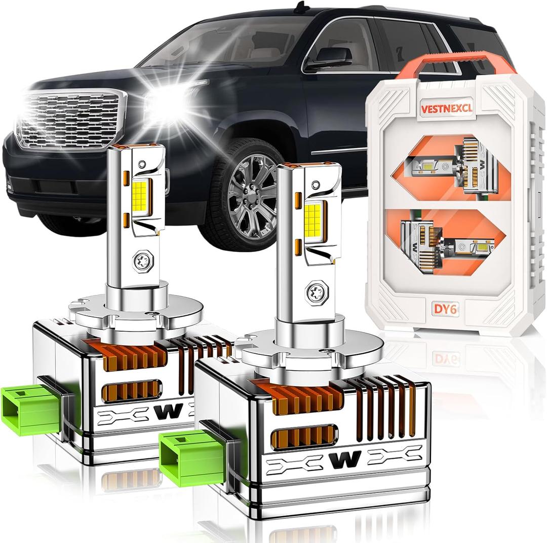 D3S HID Bulbs Fit for GMC 2015-2020 Yukon XL Yukon Denali 2013-2017 Acadia 30000LM 6000K White, Dual-sided 30 Chips, Xenon HID Light Replacement, 800% Brightness, Plug and Play, Pack of 2