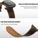 UUPWPOKT Leather Band Compatible with Apple Watch Ultra 3/2/1 Band 49mm 46mm 45mm 44mm 42mm Men, Genuine Leather Strap for iWatch Ultra Series 11 10 9 8 7 6 5 4 3 2 1 SE 3/2/1, Dark Brown/Black