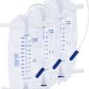3 Pack 1000ml Sterile Leg Urinary Drainage Bags with 2 Adjustable Elastic Straps, Professional Urine Leg Bag with Anti-Reflux Valve for Men and Women