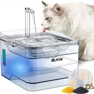 PETNF Transparent 3L/101oz Pet Water Fountain  Automatic Cat & Dog Dispenser with LED Light, Ultra Quiet Pump, 3 Flow Modes & 2 Filters