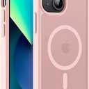 Hualele Magnetic for iPhone 14 Case & iPhone 13 Case,Compatible with MagSafe, Military Grade Dropproof Translucent Matte Hard Back Soft Edge Slim Phone Case iPhone 13/14, Light Pink