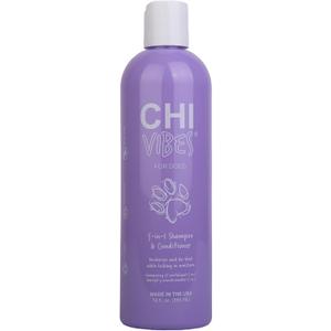 CHI Vibes for Dogs 5-in-1 Shampoo & Conditioner, Cleans + Deodorizes + Moisturizes + Detangles + Helps De-Shed, Vegan pH Balanced, Gluten & Paraben Free, Made in USA, 12 Fl Oz