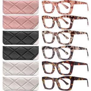 CCVOO 6 Pack Oprah Reading Glasses for Women, Eyeglasses, Blue Light Readers for Women, Computer Eye Glasses, Cheaters (A3 Mix)