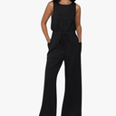 AUTOMET Womens Jumpsuits Dressy Summer Outfits Casual Sleeveless Wide Leg Long Pants Rompers Fashion Clothes, Size XL