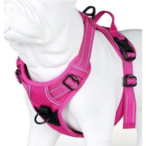 Soft Front Dog Harness .Best Reflective No Pull Harness with Handle and 2 Leash Attachments (X-Large (Pack of 1), Fuchsia)
