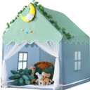 Wilwolfer Kid Tent with Mat, Star Lights - Kids Play Tents for Toddlers Kids Tents Indoor Playhouse - Princess Tent for Girls Toy House Gift (Green with Mesh)