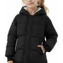PATPAT Girls Puffer Jacket Size 4-8 Years Hooded Heavyweight Padded Winter Coat Medium Length Quilted Outwear for Little Kids