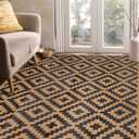 SAND MINE Reversible Mats, Plastic Straw Rug, Modern Area Rug, Large Floor Mat and Rug for Outdoors, RV, Patio, Backyard, Deck, Picnic, Beach, Trailer, Camping, Black & Brown, 5' x 8'