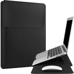 HoYiXi 13.3'' /13.6'' Laptop Sleeve Case Leather Bag with Stand Compatible with MacBook Pro 14/MacBook Air 13(M1 M2)/13.3'' Yoga/Dell XPS 13/HP/Matebook 14'' Laptop Case, Black
