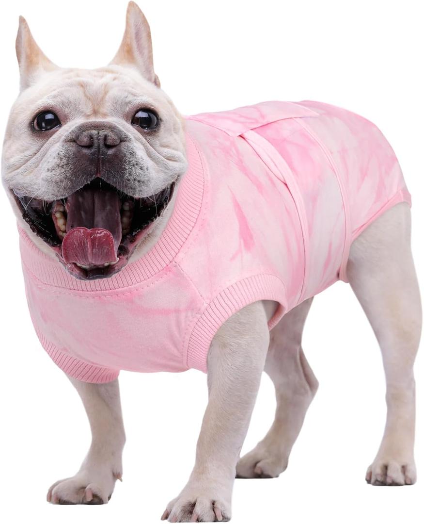 Kuoser Dog Surgery Recovery Suit, Anti Licking Surgical Suit for Dogs Male Neuter, Soft Dog Surgery Suit Female Spay Subsititute E-Collar Cone, Doggie Body Suits After Surgery Pink Tie Dye XS