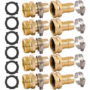 5 Set Garden Hose Repair Connector Kit with Clamps, Fit for 3/4" or 5/8" Garden Hose Fitting, Male and Female Hose Adapter, Water Hose Repair Kit
