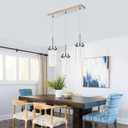 MELUCEE LED Linear Pendant Light Brushed Nickel 20.5IN with Clear Glass | Modern Ceiling Chandelier Light Fixture Hanging 3000K-6000K Adjustable Color Temperature Island Light for Dining Room Kitchen, 3-Light-Rectangle