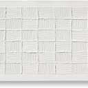 GeekMacro White Grid Textured Wall Art - Hand Painted Oil Painting 58x29 Modern Minimalist 3D Line Artwork for Living Room Horizontal/Vertical Wall Decor