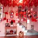 Whaline 30 Pcs Valentine's Day Paper Photo Frame Heart Balloon Set Red Hanging Latex Balloon with Glitter Card Ceiling Decoration for Anniversary Birthday Wedding Decor