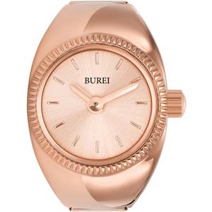 BUREI Women's Quartz Stainless Steel Two-Hand Ring Watch, Men Women Finger Watch with Elastic Strap