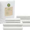 LANE LINEN 100% Organic Cotton King Sheet Set, 4Pc Cotton Sheets King Size, Breathable Bedding Sheet & Pillowcases, Hotel Luxury Bed Sheets Set, 15" Deep Pocket - White King Sheets (2 Pack)