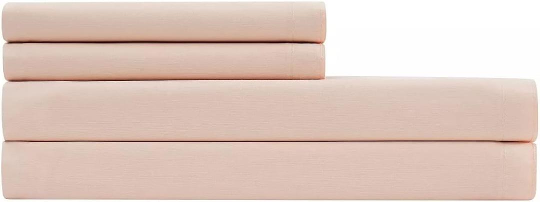 Calvin Klein Home Naturals Solid 250 TC Percale Set of 4 Sheet Set, Cal-King Size, 55% Cotton & 45% Tencel (Beechwood)