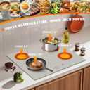 Electric Cooktop 24 Inch - 4 Burner Electric Cooktop Built-in 6000W Beige-Grey, 24 Inches Electrical Four Burner Stove Top with 99-Min Timer, Safety Lock, 220-240V Hard Wired (No Plug), 24 Inch Beige Gery