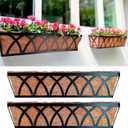 LaLaGreen Wall Planters (2 Pack, 36 Inch) Black Metal Rectangular Hanging Window Planter Box with Coco Liner Attach House Outdoor, Flower Basket Plant Holder Deck Railing Patio Porch Balcony Fence