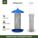 Kingsyard Mesh Tube Bird Feeders for Outdoors Hanging, All Metal, Wild Bird Feeder for Sunflower Seeds or Mealworm, Large Tray & Weatherproof Roof, 2.5 lbs Capacity (Blue)