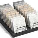 Countertop Tile Sample Display Rack, Metal 20 Card Slots Tile Display Stand, Portable Ceramic Sample Holder Stand, Small Tiles Sample Storage Rack Tile Sample Organizer for Vendors Retail Counter