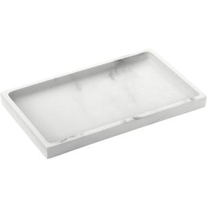Bathroom Tray, Resin Countertop Vanity Tray Jewelry Storage Dresser Tray Kitchen Toilet Tank Tray Organizer for Candle Plant Perfume Shampoo Towel Home Decor, Medium, Gravel White (10" x 6.1" x 0.8")