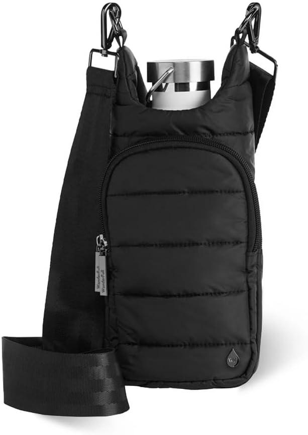 Original HydroBag Fits Up to 32 oz Water Bottle Holder with Strap  Hands-Free Crossbody Water Bottle Carrier Bag with Phone Pocket (Standard, Black Matte)