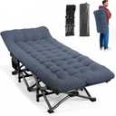 ATORPOK Camping Cot for Adults with Cushion Comfortable, Portable Folding Bed for Sleeping Supports 450 lbs (Blue), Large Size