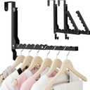 BAKON 2 Pack Heavy Duty Over the Door Hooks, Compact 10 Ridges Double Folding Over the Door Clothes Hanger, Space Saving Over the Door Drying Rack for Laundry Bedroom, Rustproof & Waterproof(Black)